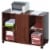 Wheeled Office/Home Printer Stand & Cabinet w/ 2 Variable Shelves Brown Perspective: back