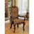 Traditional Fabric Upholstered Arm Chair with Carving, Set of 2, Brown Perspective: back