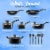 SereneLife 15 Piece Pots and Pans Non Stick Chef Kitchenware Cookware Set, Black Perspective: back