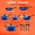 SereneLife 15 Piece Pots and Pans Non Stick Chef Kitchenware Cookware Set, Blue Perspective: back