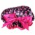 Kella Milla Stylish Satin Shower Cap, Hearts & Pink Bow Perspective: back