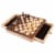 Elegant Inlaid Wood Cabinet with Staunton Wood Chessmen Perspective: back