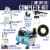 Dual Fan Air Compressor System with 3 Airbrushes, 0.2, 0.3mm Gravity and Siphon Feed Perspective: back