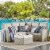 Alaterre Canaan All-Weather Wicker Outdoor Double Loveseat Sectional Sofa-Cream Perspective: back