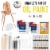 63 Piece Oil Artist Painting Kit with Wood French Easel, 24 Oil Paints, Stretched Canvas Set Perspective: back
