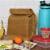 Waxed Canvas Lunch Bag with Fold Over Top, Trendy Vintage Reusable Lunch Tote Brown Color Perspective: back