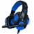 3.5mm Gaming Headset Mic LED Headphones Stereo Bass Surround For PC Xbox One PS4 (black-blue) Perspective: back