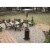AZ Patio Tall Propane Outdoor Wheeled Patio Heater with Table, Hammered Bronze Perspective: back