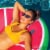 COMFY FLOATS Mesh Self-Expanding Memory Foam Roll Up Float Lounger, Watermelon Perspective: back