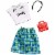 Barbie Tee Shirt Skirt & Doll Accessories - Kitten Whiskers & Green Plaid Perspective: back
