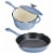 Dash Of That® Sauce Pan & Skillet Set Enameled Cast Iron - Blue Perspective: back