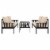 SAFAVIEH Outdoor Collection Lardner Living Set Dark Slate Grey/Sahara Beige Perspective: back