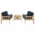 SAFAVIEH Outdoor Collection Lardner Living Set Natural/Navy Perspective: back