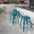 Flash Furniture 24'' High Backless Distressed Metal Indoor Counter-Height Stool Blue Perspective: back