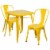 Flash Furniture CH-31330-2-30-YL-GG Metal Indoor-Outdoor Table Set With 2 Stack Chairs - Yell Perspective: back