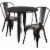 30'' Round Black-Antique Gold Metal Indoor-Outdoor Table Set with 2 Cafe Chairs Perspective: back