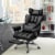 Hivvago Big and Tall Executive Office Desk Chair with Footrest-Black Perspective: back