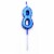 Blue 8 Number Candle Boys Birthday Anniversary Party Cake Decorations Topper Perspective: back