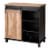 Glitzhome Modern Industrial Wine Cabinet with Sliding Door - Black/Natural Perspective: back