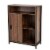 Glitzhome Wooden Metal Floor Cabinet with Double Sliding Doors - Walnut/Black Perspective: back