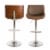 Glitzhome Set of Two Mid-century Yellowish-brown Leather Adjustable Height Swivel Bar Stool Perspective: back