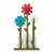 Glitzhome Wooden Trio Flowers and Fence Welcome Porch Décor Perspective: back