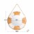 Glitzhome 30 Inch Diameter Coastal Lifebuoy Wood Round Wall Mirror, White&Yellow Perspective: back