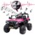 TOBBI 12 Volt Electric Remote Control Kids Toy Ride On Truck, Rose Red Perspective: back
