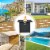 Hivvago 50 000 BTU 32 Inch Square Propane Gas Fire Pit Table Perspective: back