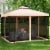 Hivvago 10 x 10 Feet 2-Tier Vented Metal Canopy with Mosquito Netting Perspective: back