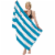 TowelSoft Premium Cabana Stripe 100% Cotton Terry Velour Beach Towel 35 inch x 60 inch-Aqua Perspective: back