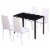 vidaXL Five Piece Dining Table and Chair Set Black and White Perspective: back