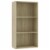 vidaXL 3-Tier Book Cabinet Sonoma Oak 23.6 x11.8 x44.9  Engineered Wood Perspective: back