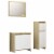vidaXL 3 Piece Bathroom Furniture Set White and Sonoma Oak Engineered Wood Perspective: back