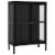 vidaXL Sideboard Black 29.5 x13.8 x41.3 Steel and Glass Perspective: back
