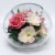 Fiora Flower Long-Lasting Pink Roses and Orchids with Greenery in a Round Glass Vase Perspective: back