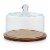 Libbey Acaciawood Flat Round Wood Server Cake Stand with Glass Dome Perspective: bottom