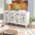 Linon Micah Two Door Wood Cabinet in Washed White Perspective: bottom