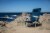 Monaco Reclining Beach Backpack Chair, Navy Blue Perspective: bottom
