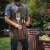 BBQ Apron with Tools & Bottle Opener, Khaki Green with Beige Accents Perspective: bottom