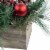 Northlight 24 Mixed Pine and Red Ornaments Artificial Christmas Arrangement in Wood Planter Perspective: bottom