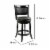 Round Wooden Swivel Counter Stool with Padded Seat and Back, Black- Saltoro Sherpi Perspective: bottom