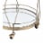 Serving Cart with 2 Glass Shelves and Caster Support, Gold and Clear- Saltoro Sherpi Perspective: bottom