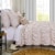 Microfiber Quilt and 1 Pillow Sham Set with Ruffled Texture, White Perspective: bottom