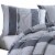 3 Piece King Comforter Set with Broad Stripes, Gray- Saltoro Sherpi Perspective: bottom
