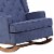 Rocking Chair with Button Tufted Wingback and Track Arms, Navy Blue- Saltoro Sherpi Perspective: bottom