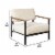 31 Inch Upholstered Accent Chair, Oak Wood Arms, Metal, Beige, Black Perspective: bottom