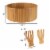 Bamboo Salad Bowl with Utensils – FDA Certified Modern Round Wooden Dinnerware Serving Fruit Perspective: bottom