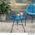 Noble House Nusa Outdoor Tempered Glass Top Faux Rattan Side Table in Blue Perspective: bottom
