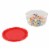 Home Basics Round 16 oz. Borosilicate Glass Food Storage Container with Red Lid Perspective: bottom